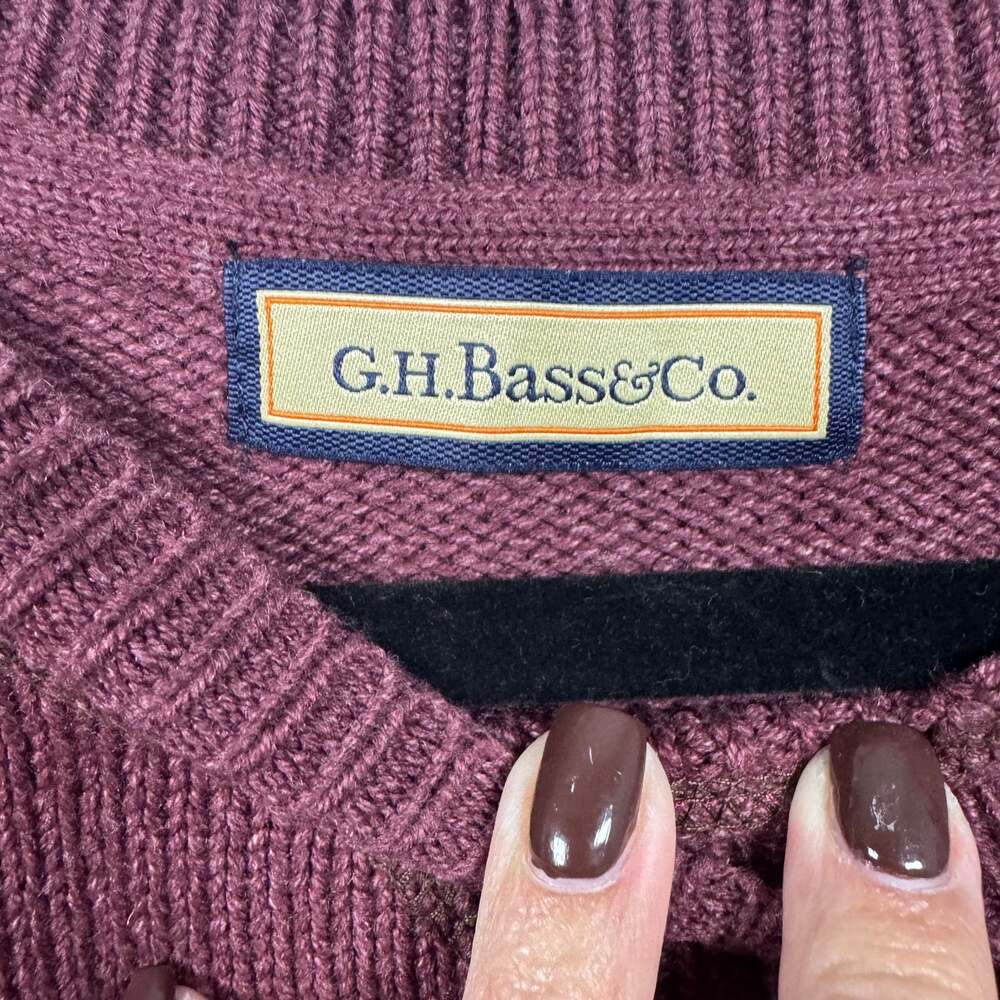 G.H. Bass & Co. NWT Men's Pullover Crew Neck Sweater Burgundy XL - Picture 3 of 8